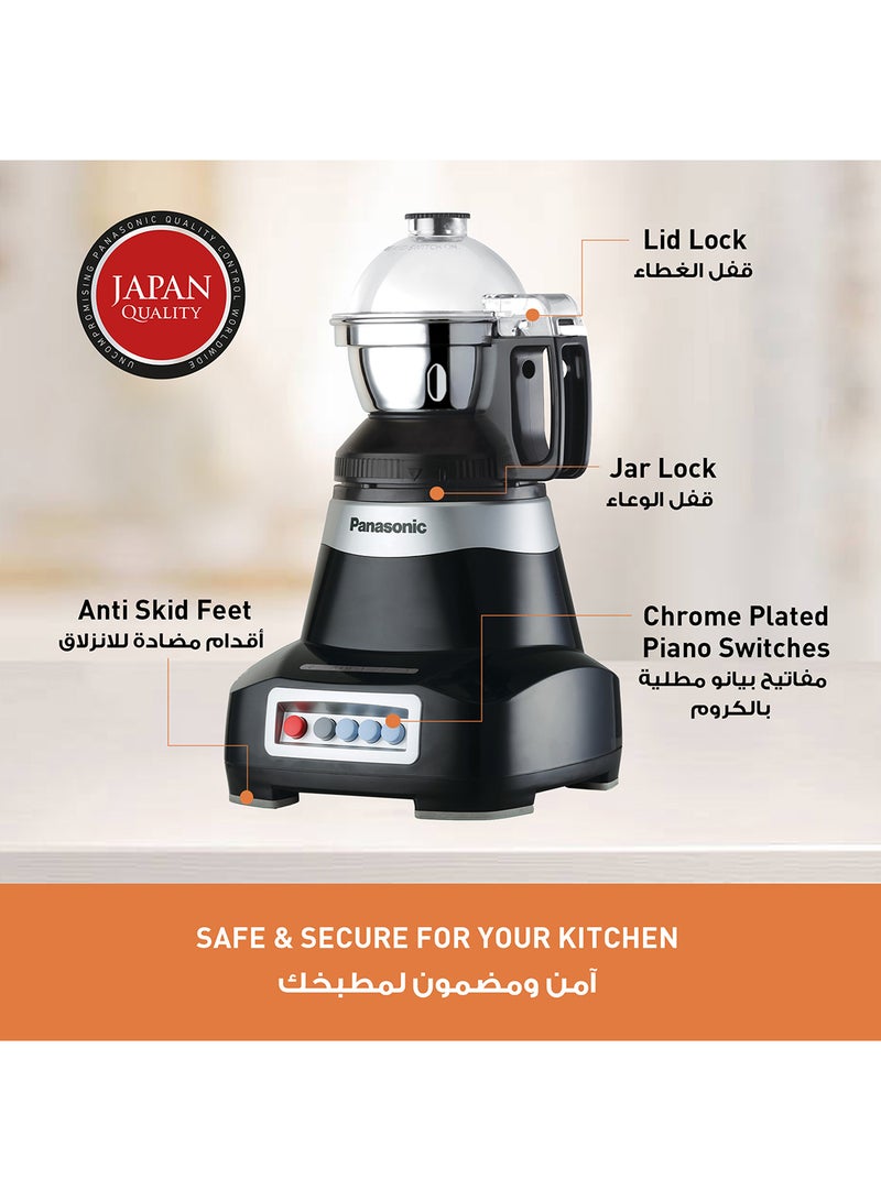 Powerful Monster Series Mixer Grinder With Stainless Steel Blender Jar, Mill Jar, Flexi Jar With 3 Lids [ Dome Lid, Chutney Lid With Pusher Attachment And Spice Grinding Lid], Strong Samurai Edge Blade Made From Monolith Steel 1 L 2000 W MX-AE365KTZ Black