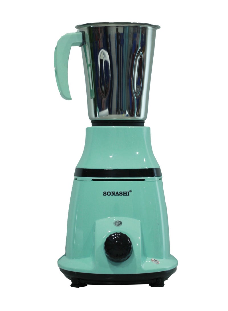2-in-1 Mixer Grinder with Powerful Copper Motor - 3 Speed Control with Overheat Protection | 2 Stainless Steel Jars for Wet/Dry Grinding Liquidizing with Durable Lids 1.75 L 550 W SB-196 Green