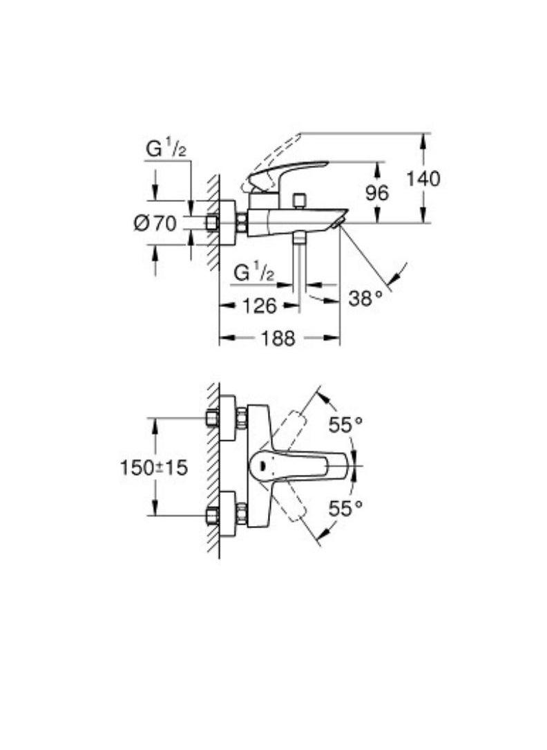 Grohe - Eurosmart Cosmopolitan Single-Lever Bath and Shower Mixer GR3330030F