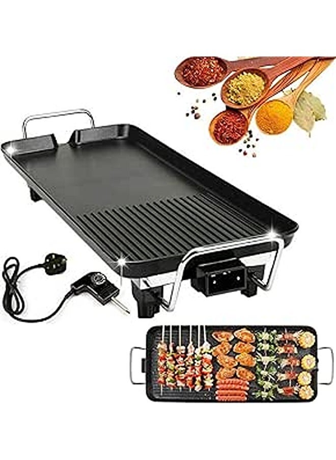 Electric Smokeless Table Top Grill, Bbq Griddle Non-Stick Barbecue Hot Plate For Kitchen Dinner Party Camping Festival Cooking, Large Size - 48 X 27 X 8 Cm Useful (Teppanyaki Grilll)