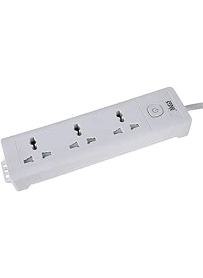 Winning Star ST-4024 Multi Electrical Extension Power Plug Socket | 3-Way 1-Switch | AC 110V-250V | 2500W | 3m Copper Wire | PP Flame Retardant Material | BS Plug | White