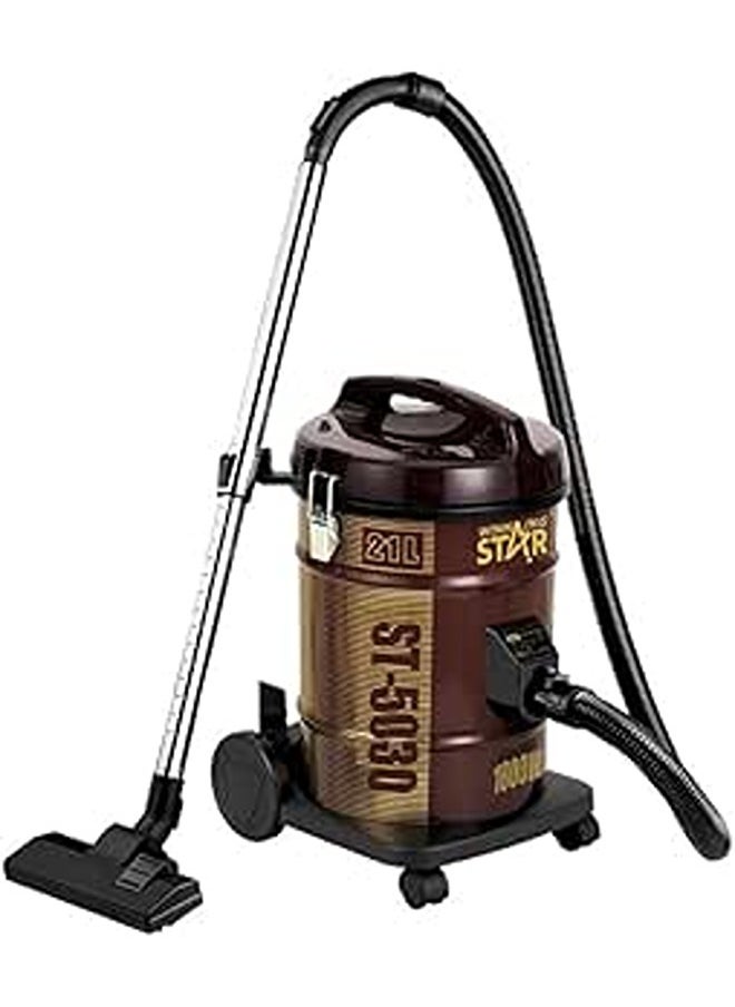 Winning Star ST-5030 Dry Vacum Cleaner | 1800W Power | 21L Capacity | Copper Clad Aluminum Motor | Telescopic Steel Pipe | Full Dust Indicator Filter| 1.5m Hose | Floor & Combination Brush | Brown