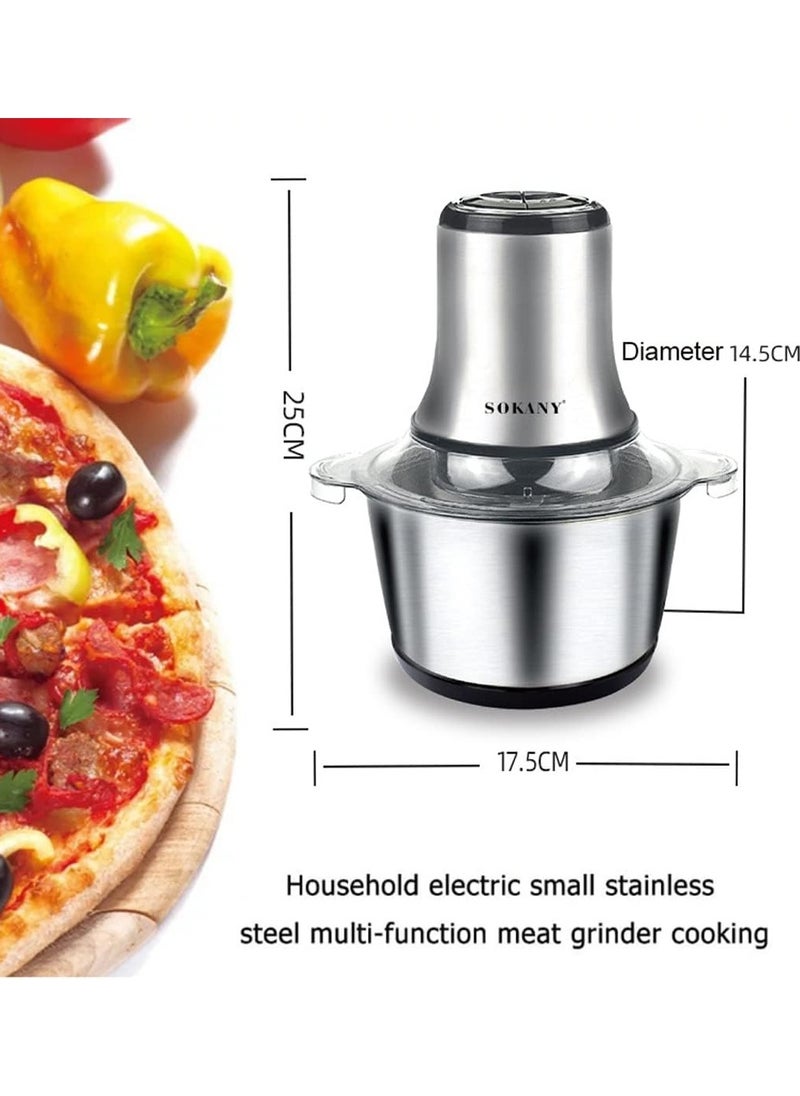 Electric Meat Grinder, 3L Stainless Steel Food Processors 800W Food Chopper for Meat, Onion, Vegetables & Fruits, Meat Blender with 4 Sharp Blades, LB7005A