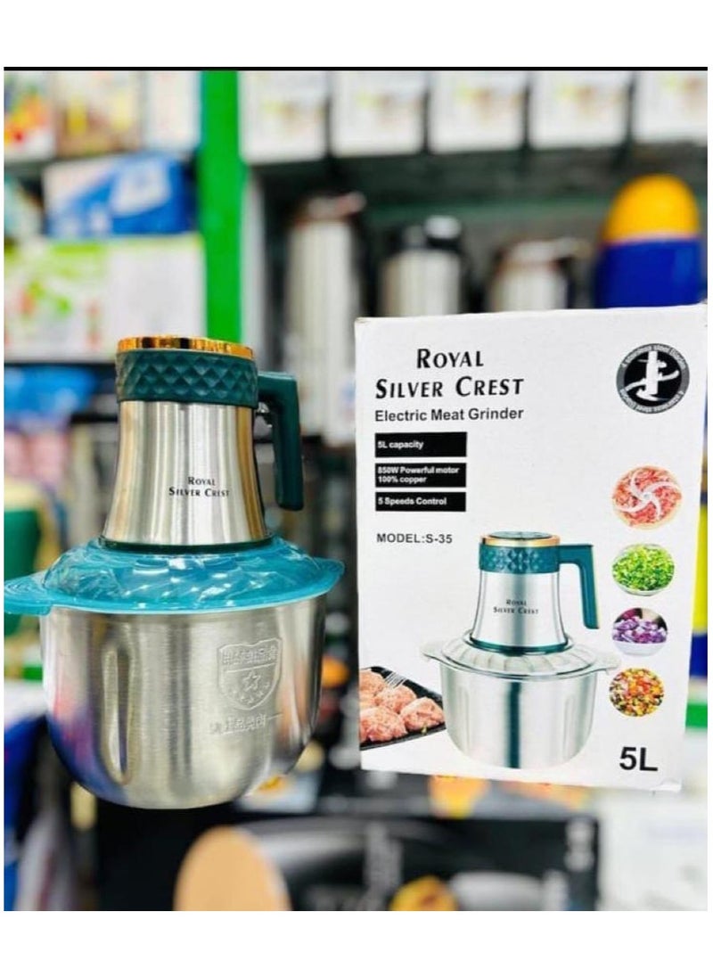 Royal Silver Crest 5L Electric Meat Grinder – High-Power 850W, Multi-Purpose Kitchen Companion