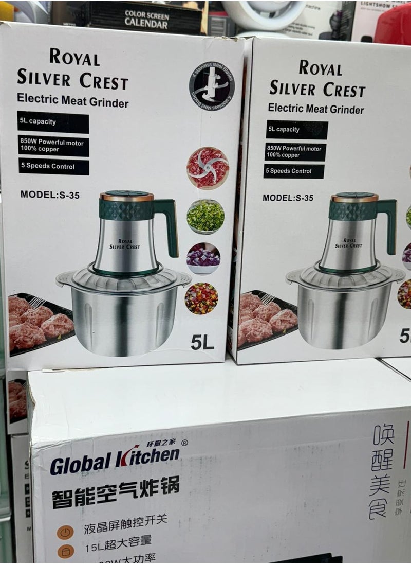 Royal Silver Crest 5L Electric Meat Grinder – High-Power 850W, Multi-Purpose Kitchen Companion