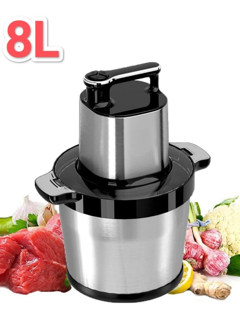 Heavy Duty Chopper & Mincer 8L Capacity, 1500W Heavy Duty Motor, Stainless Steel Blades Electric Food Processor for Fruits, Vegetables, Nuts, Meat, and More