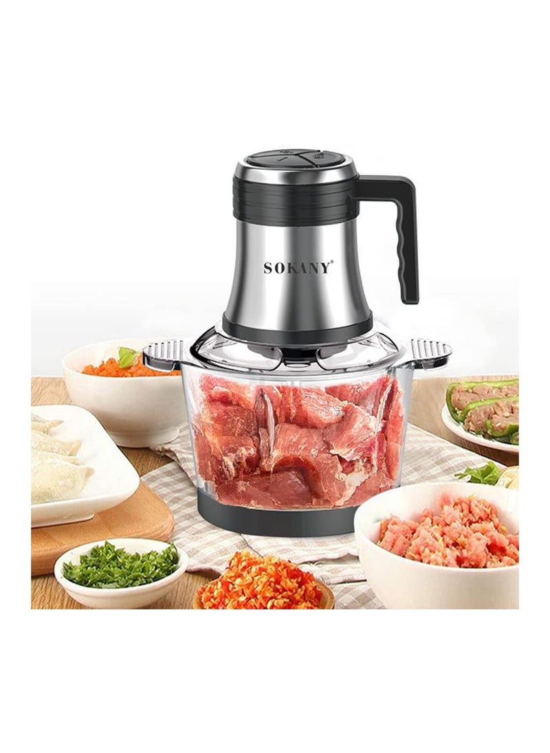 SOKANY Meat Grinder Electric, 800W chopper electric, 3L thickened glass Meat Grinder with Stainless Steel 4 Blades (sk-7026, Stainless Steel blades）(SK-7026, 800W, 3L)