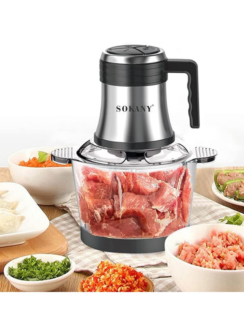 SOKANY 800W Meat Grinder Electric, electric meat grinder 3L Stainless Steel Meat Blender Food Chopper for Meat, Vegetables, Fruits and Nuts with 4 Sharp Blades. (SK-7027, 800W, 3L)