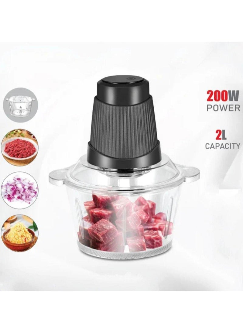 Heavy Duty Electric Chopper, Mincer & Blender | 2L Heavy Stainless Steel Blades | Compact & Powerful for Vegetables, Meat, Nuts, and More | Easy to Clean