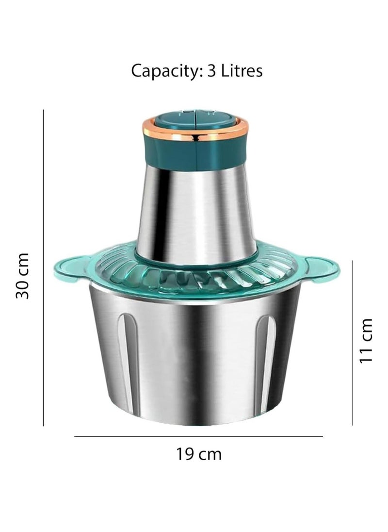 3L Electric Food Chopper & Mincer – Heavy-Duty Stainless Steel Blades, Meat, Vegetable & Fruit Processor for Kitchen Use