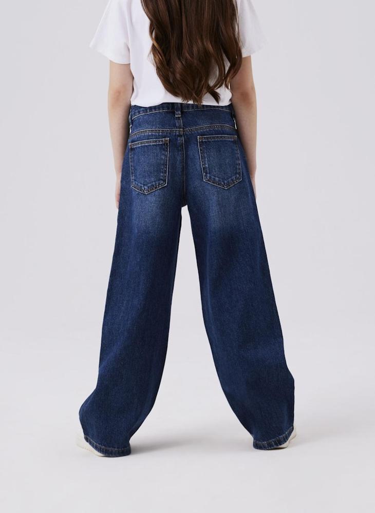 Kids Light Wash Wide Leg Jeans