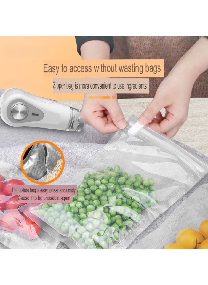 Vacuum Sealer, Fast And Powerful Food Bag Sealer, Compact Design Rechargeable Small Sealing Machine, Mini Household Food Vacuum Sealing Machine, (1pc Vacuum Sealer Plus 1pc Beverage Stopper)