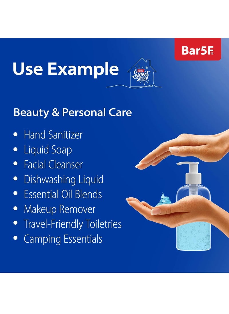 Bar5F Plastic Bottles with Pump Dispenser, 8 oz | Leak Proof, Empty, Clear Refillable, BPA Free for Body Wash, Moisturizer, Face Cream, Liquid Soap | Black & White Pumping Caps | Set of 2