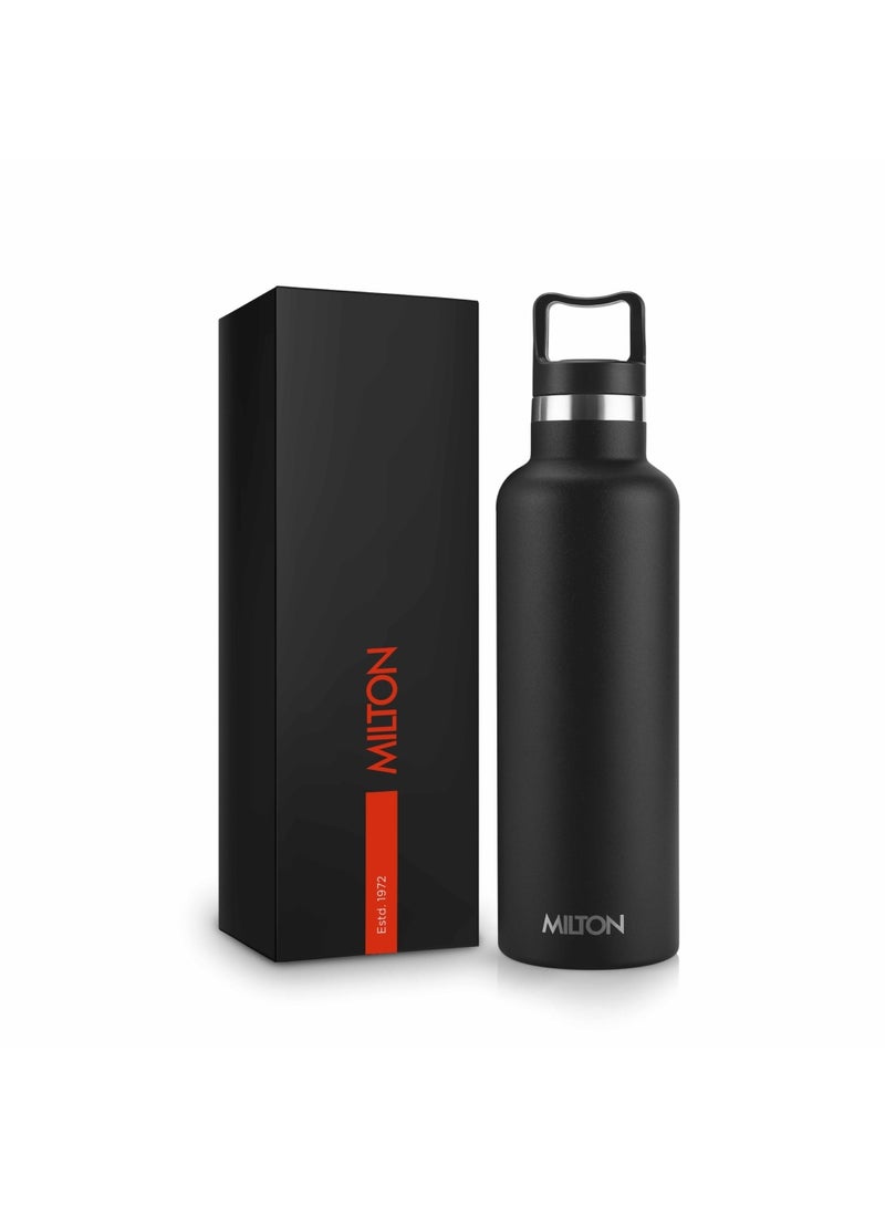 750ml Vacuum Insulated Water Bottle, Keeps Drinks 12 hours Hot & 24 hours cold, 18/8 Stainless Steel, Double-Walled Thermos Flask with Inner Copper Coating for Sports, Gym, Haruki Black