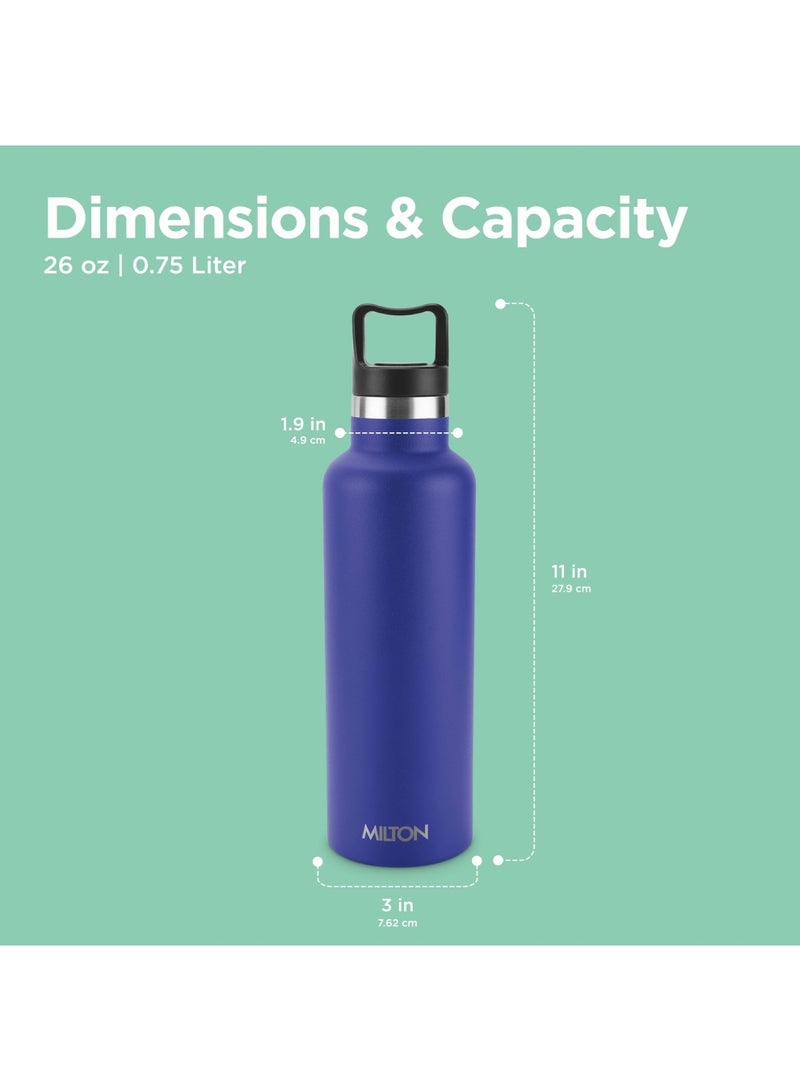 750ml Vacuum Insulated Water Bottle, Keeps Drinks 12 hours Hot, 24 hours cold, 18/8 Stainless Steel, Double-Walled Thermos Flask with Inner Copper Coating for Sports, Gym, Office, Haruki Blue
