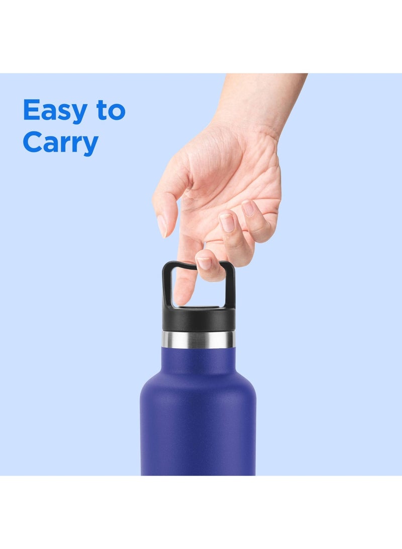 750ml Vacuum Insulated Water Bottle, Keeps Drinks 12 hours Hot, 24 hours cold, 18/8 Stainless Steel, Double-Walled Thermos Flask with Inner Copper Coating for Sports, Gym, Office, Haruki Blue