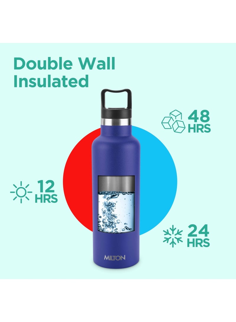 750ml Vacuum Insulated Water Bottle, Keeps Drinks 12 hours Hot, 24 hours cold, 18/8 Stainless Steel, Double-Walled Thermos Flask with Inner Copper Coating for Sports, Gym, Office, Haruki Blue