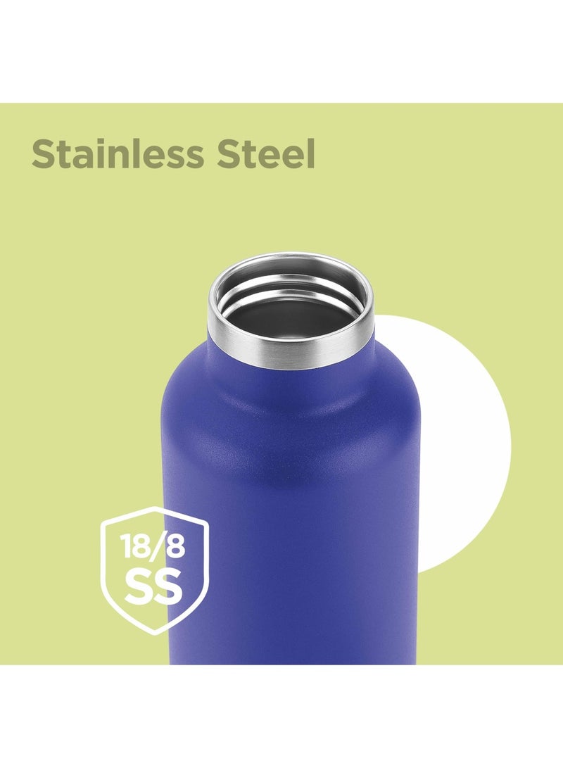 750ml Vacuum Insulated Water Bottle, Keeps Drinks 12 hours Hot, 24 hours cold, 18/8 Stainless Steel, Double-Walled Thermos Flask with Inner Copper Coating for Sports, Gym, Office, Haruki Blue