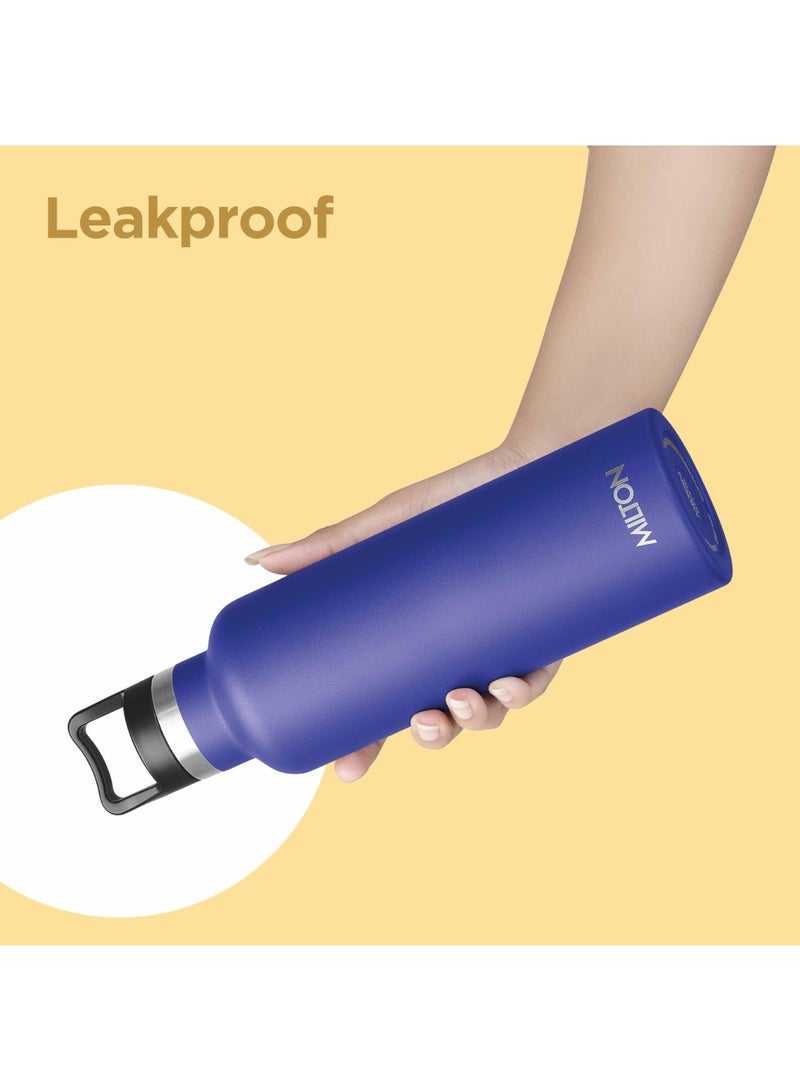 750ml Vacuum Insulated Water Bottle, Keeps Drinks 12 hours Hot, 24 hours cold, 18/8 Stainless Steel, Double-Walled Thermos Flask with Inner Copper Coating for Sports, Gym, Office, Haruki Blue