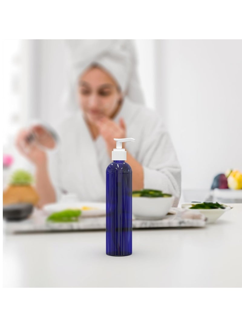 BRIGHTFROM Empty Lotion Pump Bottles, 8 Oz BPA-Free Refillable Plastic Containers, PETE1 Cobalt-Blue, Great for - Soap, Shampoo, Lotions, Liquid Body Soap, Creams and Massage Oil's (Pack of 3)