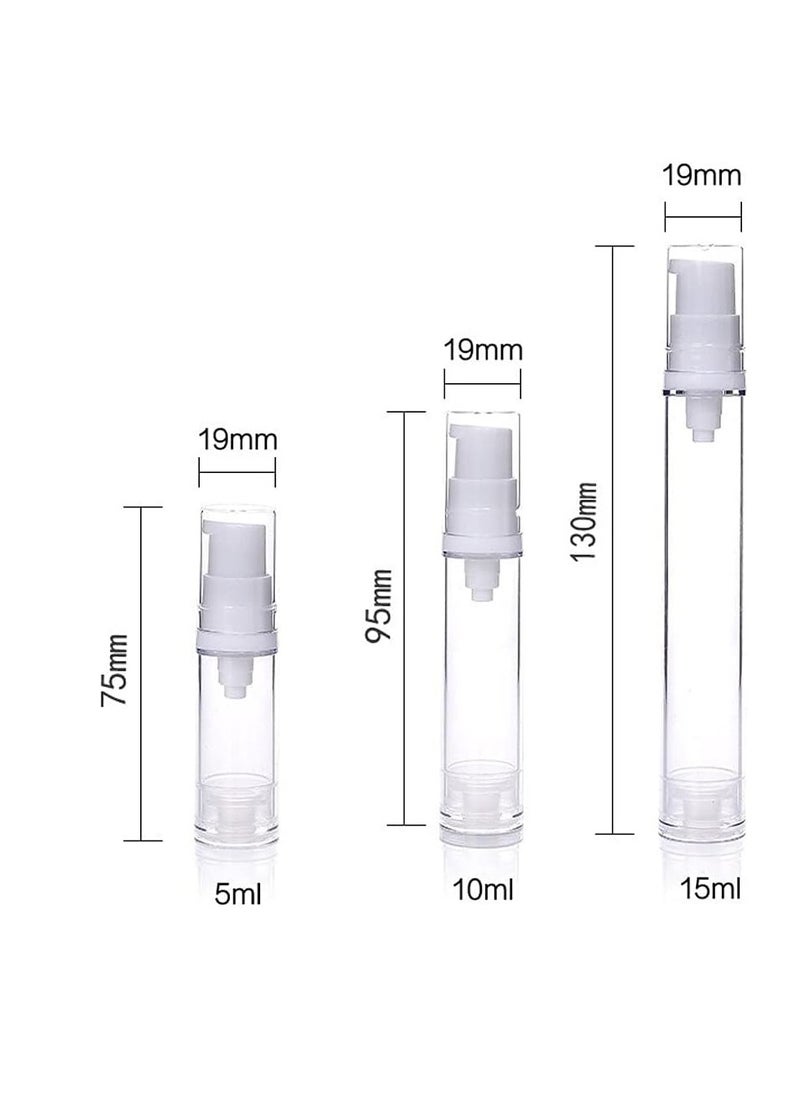 Wresty 12 Pcs Vacuum Lotion Bottles Plastic Empty Airless Pump Bottles Travel DIY Cosmetic Cream Pump Bottles Makeup Foundation Toiletries Liquid Vacuum Container (10ml)