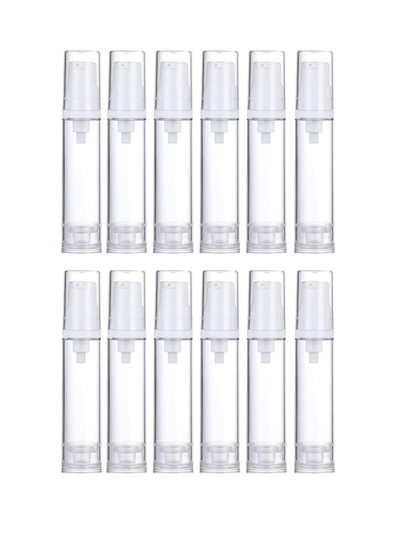 Wresty 12 Pcs Vacuum Lotion Bottles Plastic Empty Airless Pump Bottles Travel DIY Cosmetic Cream Pump Bottles Makeup Foundation Toiletries Liquid Vacuum Container (10ml)