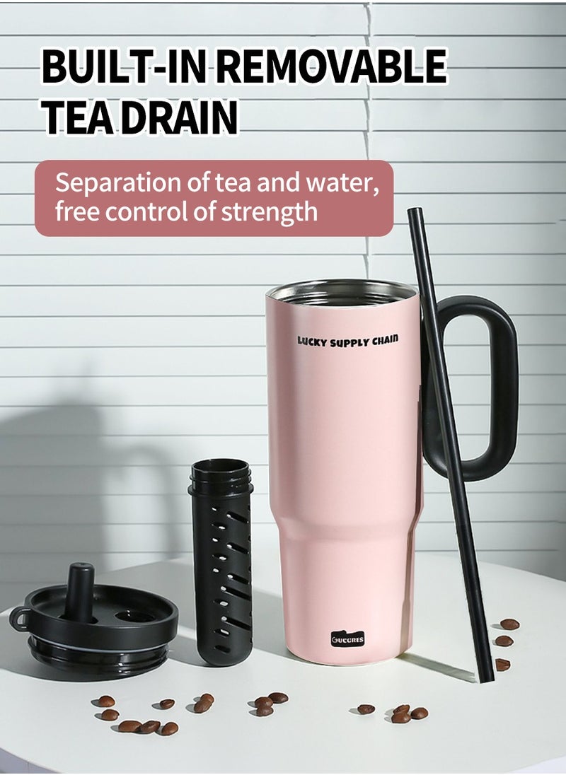 720ml Stainless Steel Vacuum Flask - Leak-Proof Lid with Straw | Keeps Drinks Hot & Cold for Hours | Perfect for Coffee, Tea, Smoothies | Ideal for Travel, Car, Office & Home Use