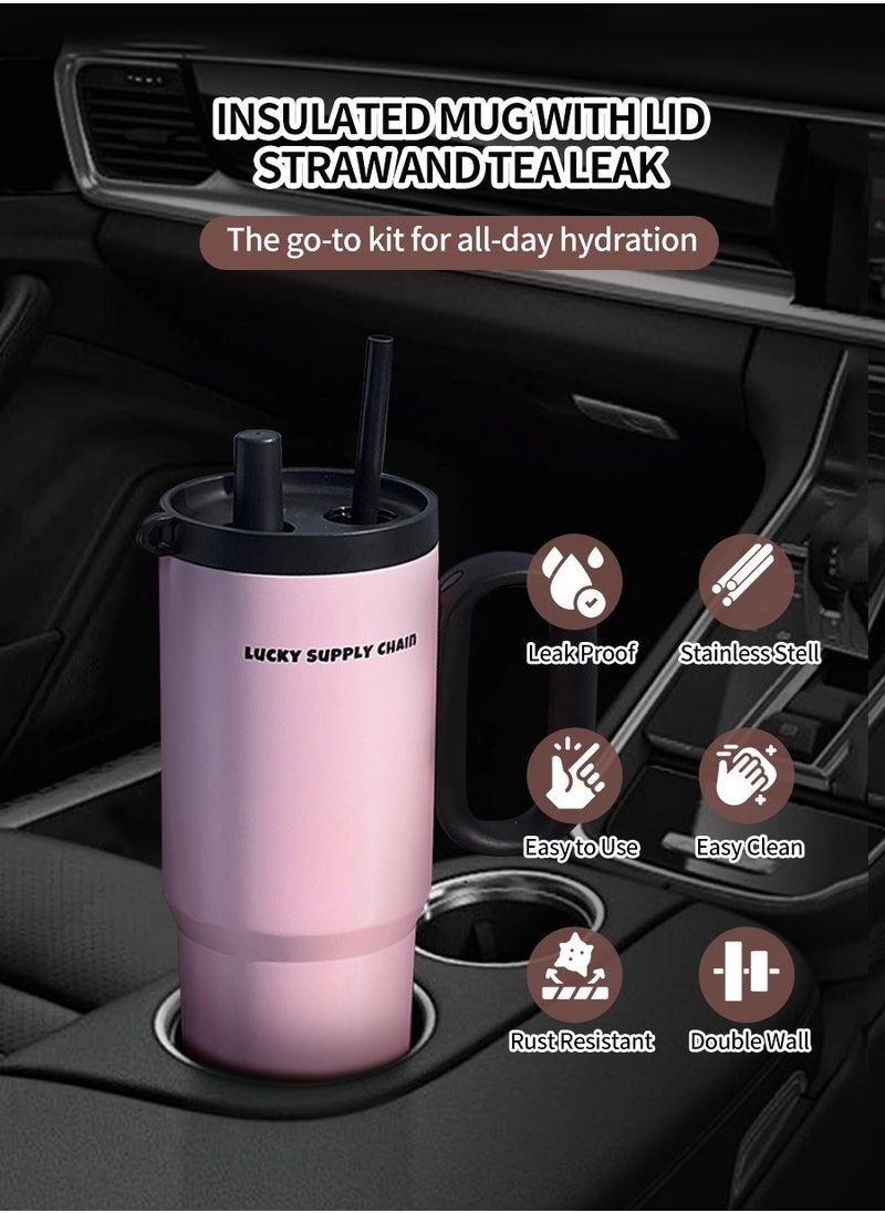 720ml Stainless Steel Vacuum Flask - Leak-Proof Lid with Straw | Keeps Drinks Hot & Cold for Hours | Perfect for Coffee, Tea, Smoothies | Ideal for Travel, Car, Office & Home Use