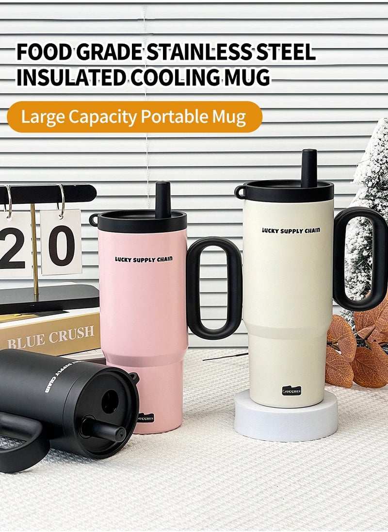 Stainless Steel Vacuum Insulated Mug with Lid Straw and Tea Leak, Large Capacity, Suitable for Water, Iced Tea or Coffee, Green Tea, Smoothies, etc., Keeps Heat and Cold, Suitable for Business Travel, Car Driving, Home as well as Office Use (720ml)