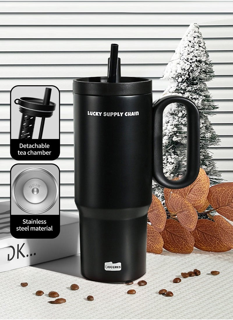 Stainless Steel Vacuum Insulated Mug with Lid Straw and Tea Leak, Large Capacity, Suitable for Water, Iced Tea or Coffee, Green Tea, Smoothies, etc., Keeps Heat and Cold, Suitable for Business Travel, Car Driving, Home as well as Office Use (720ml)