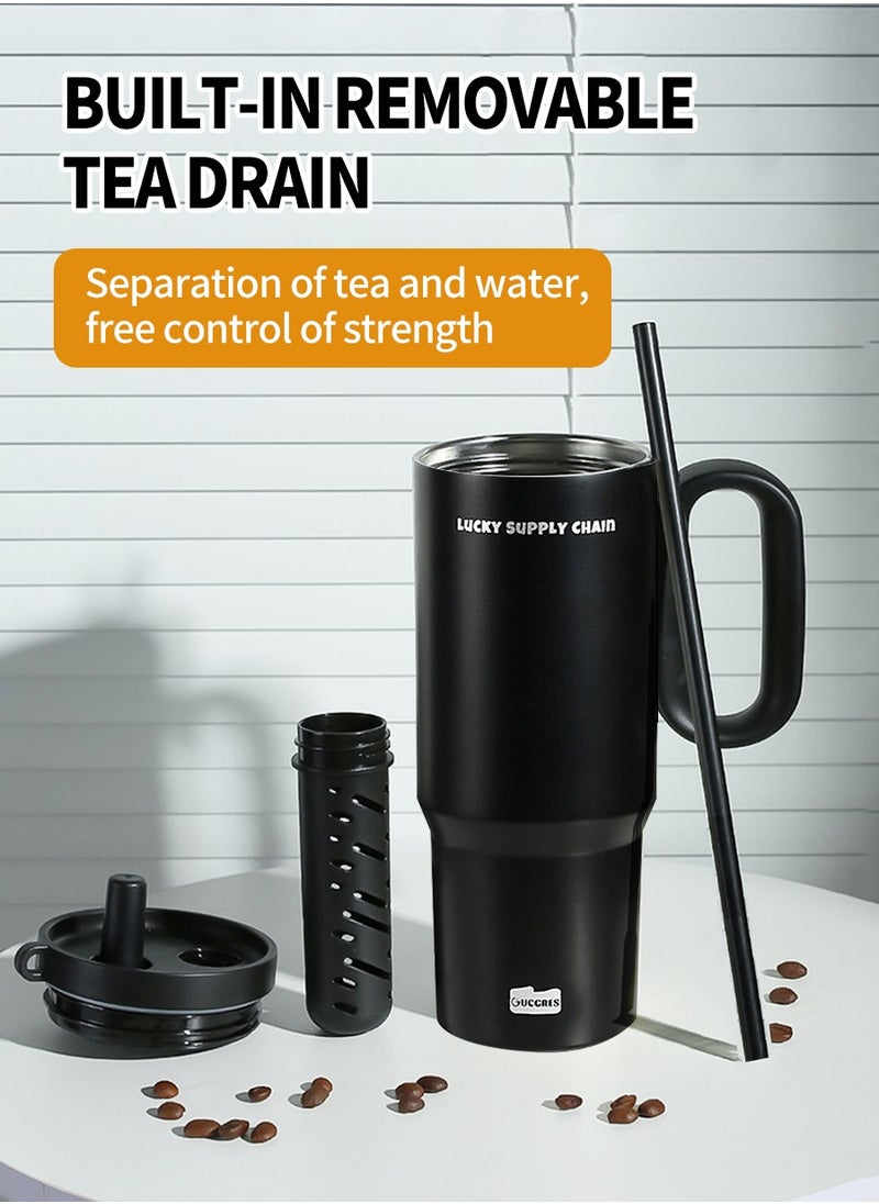 Stainless Steel Vacuum Insulated Mug with Lid Straw and Tea Leak, Large Capacity, Suitable for Water, Iced Tea or Coffee, Green Tea, Smoothies, etc., Keeps Heat and Cold, Suitable for Business Travel, Car Driving, Home as well as Office Use (720ml)