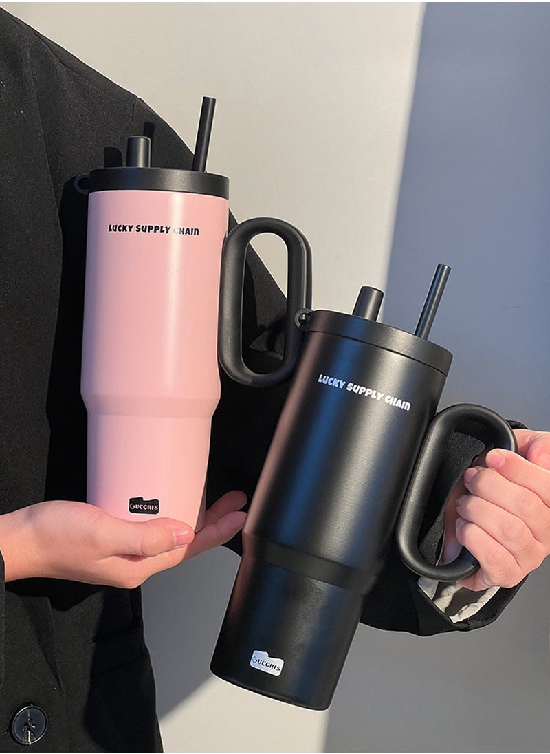 Stainless Steel Vacuum Insulated Mug with Lid Straw and Tea Leak, Large Capacity, Suitable for Water, Iced Tea or Coffee, Green Tea, Smoothies, etc., Keeps Heat and Cold, Suitable for Business Travel, Car Driving, Home as well as Office Use (720ml)