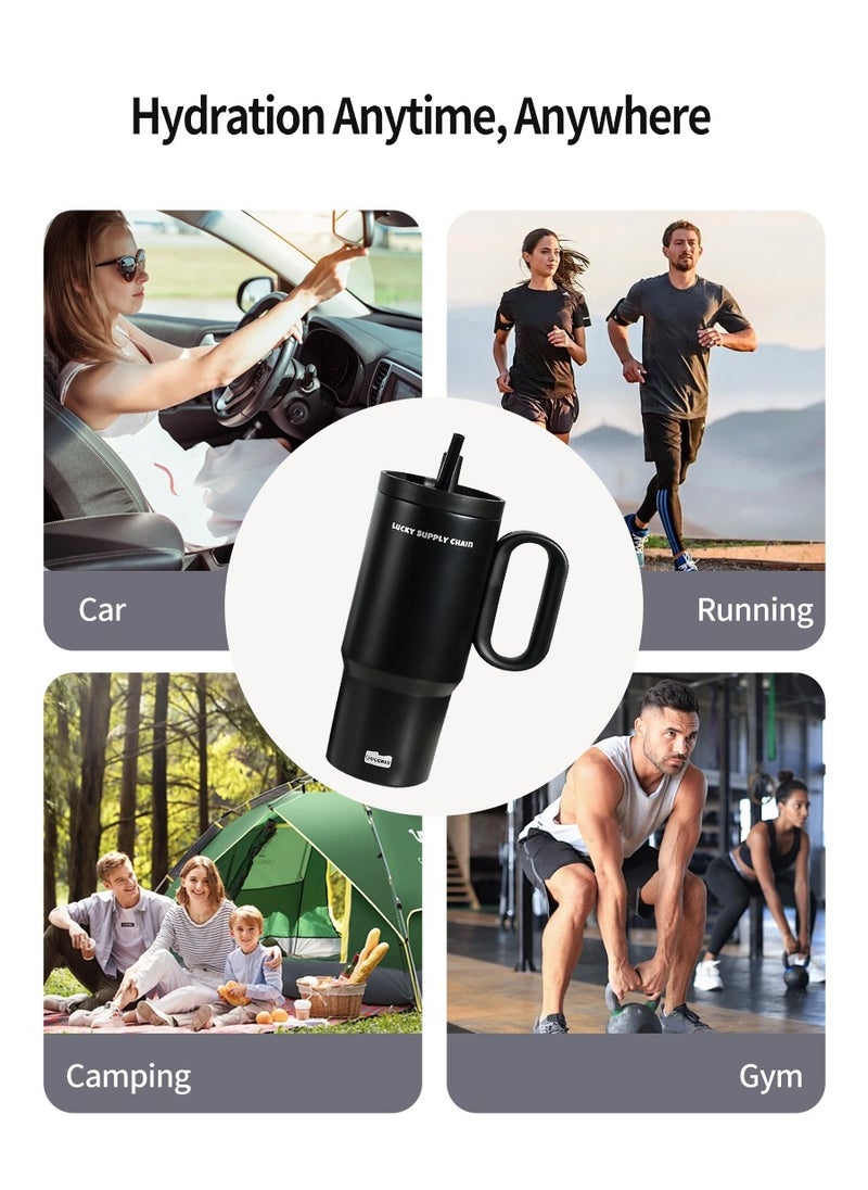 Stainless Steel Vacuum Insulated Mug with Lid Straw and Tea Leak, Large Capacity, Suitable for Water, Iced Tea or Coffee, Green Tea, Smoothies, etc., Keeps Heat and Cold, Suitable for Business Travel, Car Driving, Home as well as Office Use (720ml)