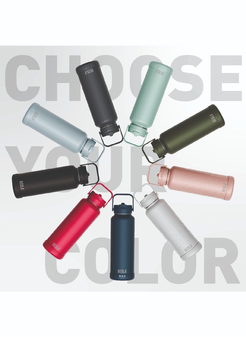 750ml Vacuum Insulated Water Bottle 18/8 Stainless Steel 304 Double Wall Thermos Bottle with Straw Lid and wide mouth, 2 lids included, Hot Cold Liquids Sports Bottle, 24oz (Lavender)