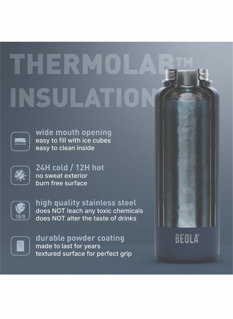 Insulated Thermos Water Bottle With Straw Lid and Wide Mouth - 750ml, Sailor Blue