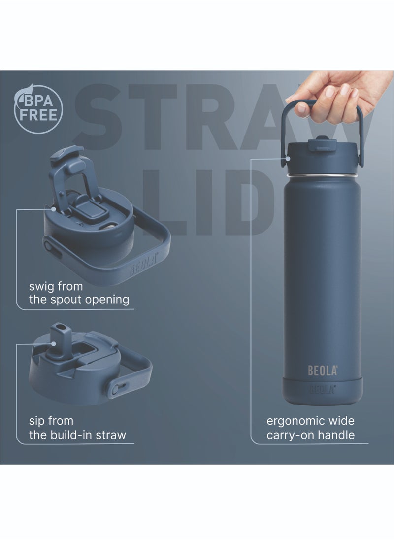 Insulated Thermos Water Bottle With Straw Lid and Wide Mouth - 750ml, Sailor Blue