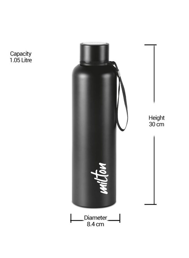 1050ml Vacuum Insulated Water Bottle, Keeps Drinks Hot and Cold for 24 Hours, 18/8 Stainless Steel, Double-Walled Thermos Flask with Inner Copper Coating for Sports, Gym, Office - Aura Black