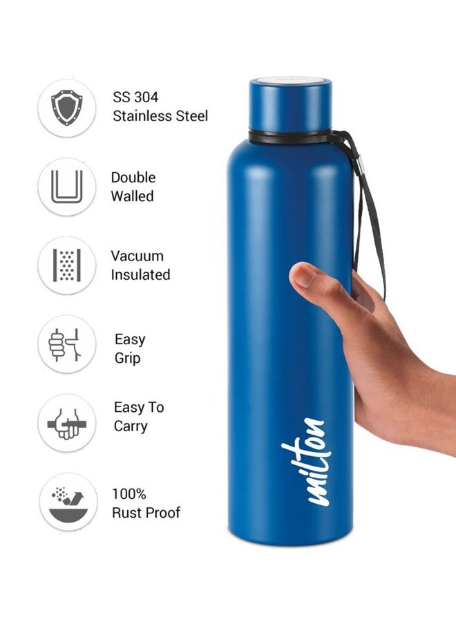 1050ml Vacuum Insulated Water Bottle, Keeps Drinks Hot and Cold for 24 Hours, 18/8 Stainless Steel, Double-Walled Thermos Flask with Inner Copper Coating for Gym, Office - Aura Dark Blue