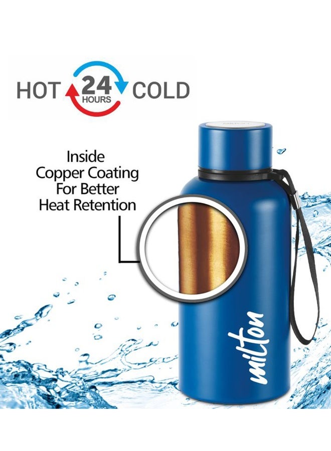 520ml Vacuum Insulated Water Bottle, Keeps Drinks Hot and Cold for 24 Hours, 18/8 Stainless Steel, Double-Walled Thermos Flask with Inner Copper Coating for Gym, Office - Aura Dark Blue