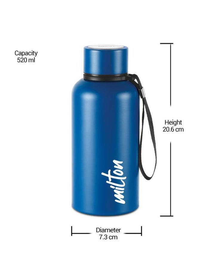 520ml Vacuum Insulated Water Bottle, Keeps Drinks Hot and Cold for 24 Hours, 18/8 Stainless Steel, Double-Walled Thermos Flask with Inner Copper Coating for Gym, Office - Aura Dark Blue