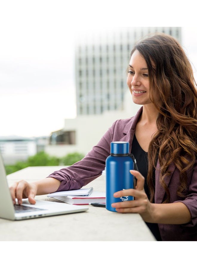 520ml Vacuum Insulated Water Bottle, Keeps Drinks Hot and Cold for 24 Hours, 18/8 Stainless Steel, Double-Walled Thermos Flask with Inner Copper Coating for Gym, Office - Aura Dark Blue
