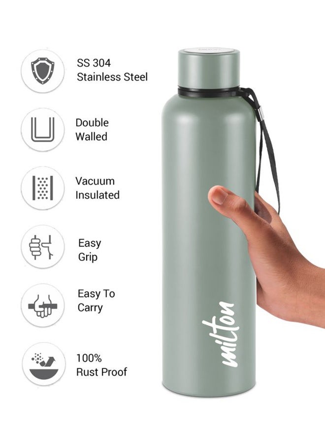 1050ml Vacuum Insulated Water Bottle, Keeps Drinks Hot and Cold for 24 Hours, 18/8 Stainless Steel, Double-Walled Thermos Flask with Inner Copper Coating for Sports, Gym, Office - Aura Grey