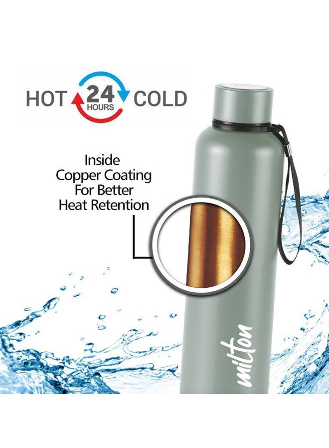750ml Vacuum Insulated Water Bottle, Keeps Drinks Hot and Cold for 24 Hours, 18/8 Stainless Steel, Double-Walled Thermos Flask with Inner Copper Coating for Gym, Office - Aura Grey
