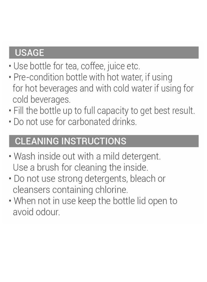 750ml Vacuum Insulated Water Bottle, Keeps Drinks Hot and Cold for 24 Hours, 18/8 Stainless Steel, Double-Walled Thermos Flask with Inner Copper Coating for Gym, Office - Aura Grey