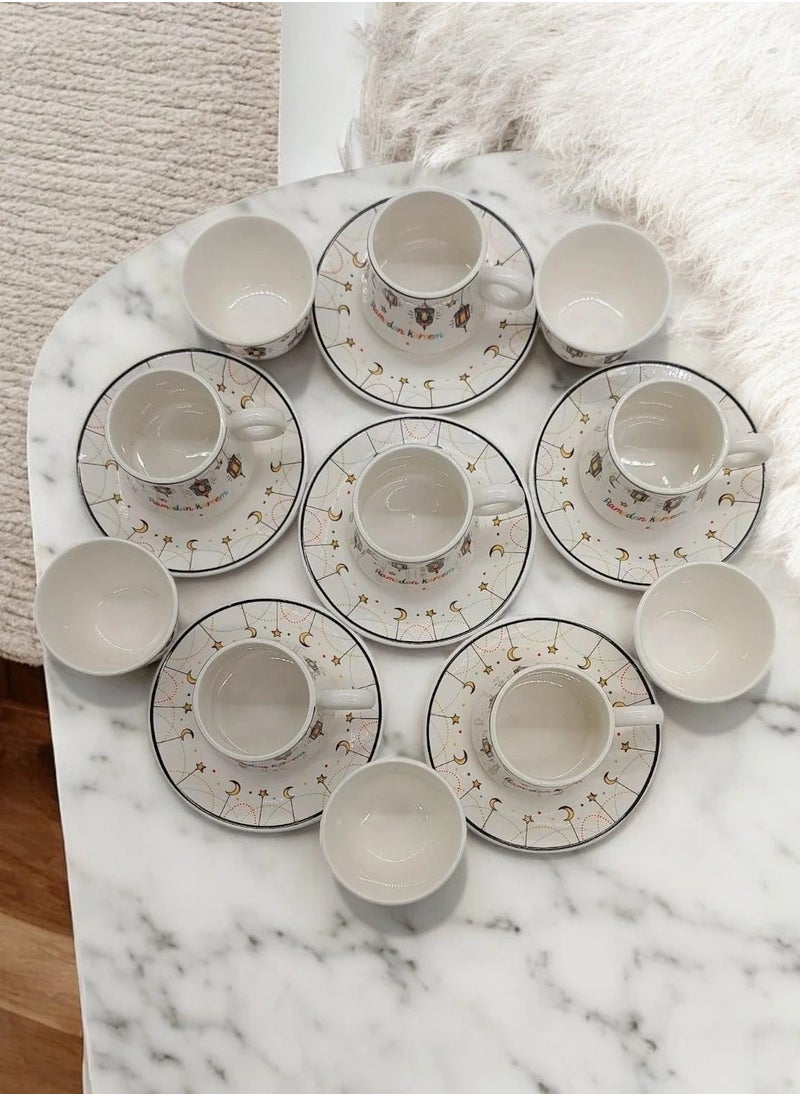 Ceramic ramadan kareem Cawa Cup And Saucer, , 18 Pcs Set, 80Ml