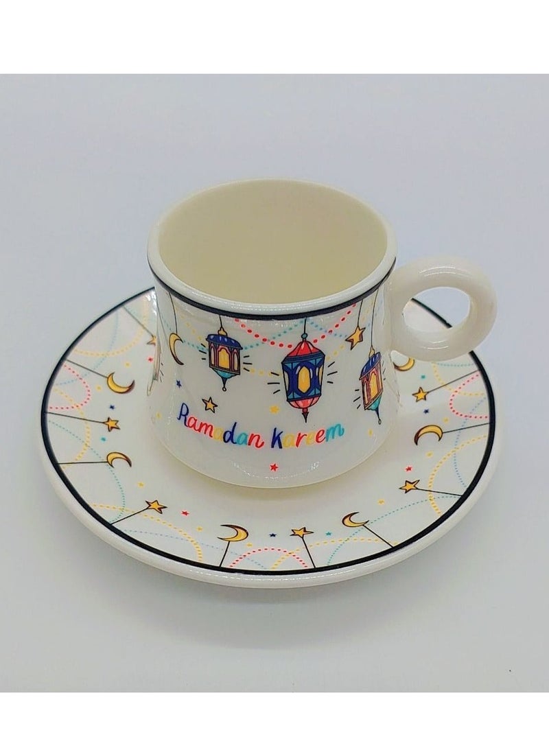 Ceramic ramadan kareem Cawa Cup And Saucer, , 18 Pcs Set, 80Ml