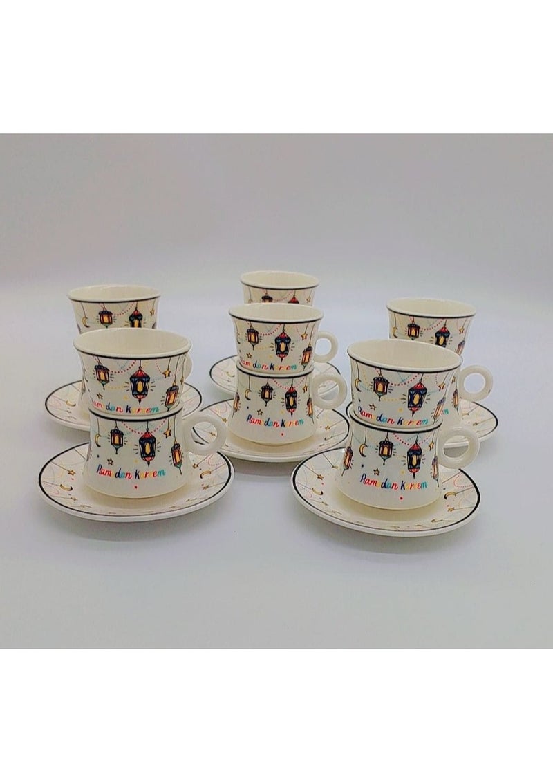 Ceramic ramadan kareem Cawa Cup And Saucer, , 18 Pcs Set, 80Ml