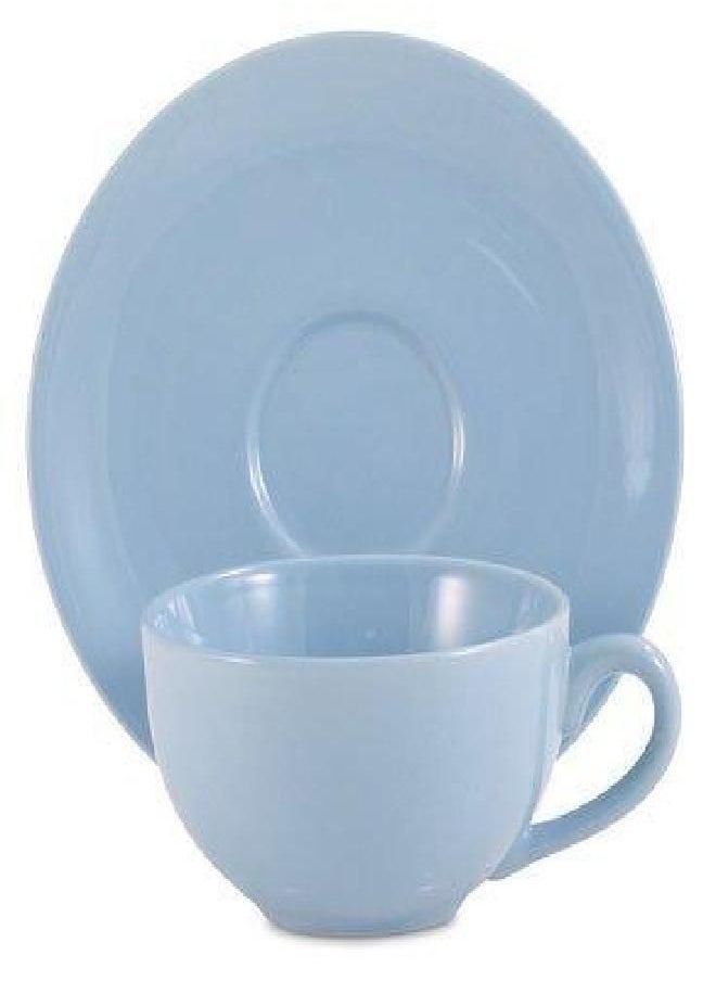 Powder Blue Classic Teacup and Saucer, Set of 1.