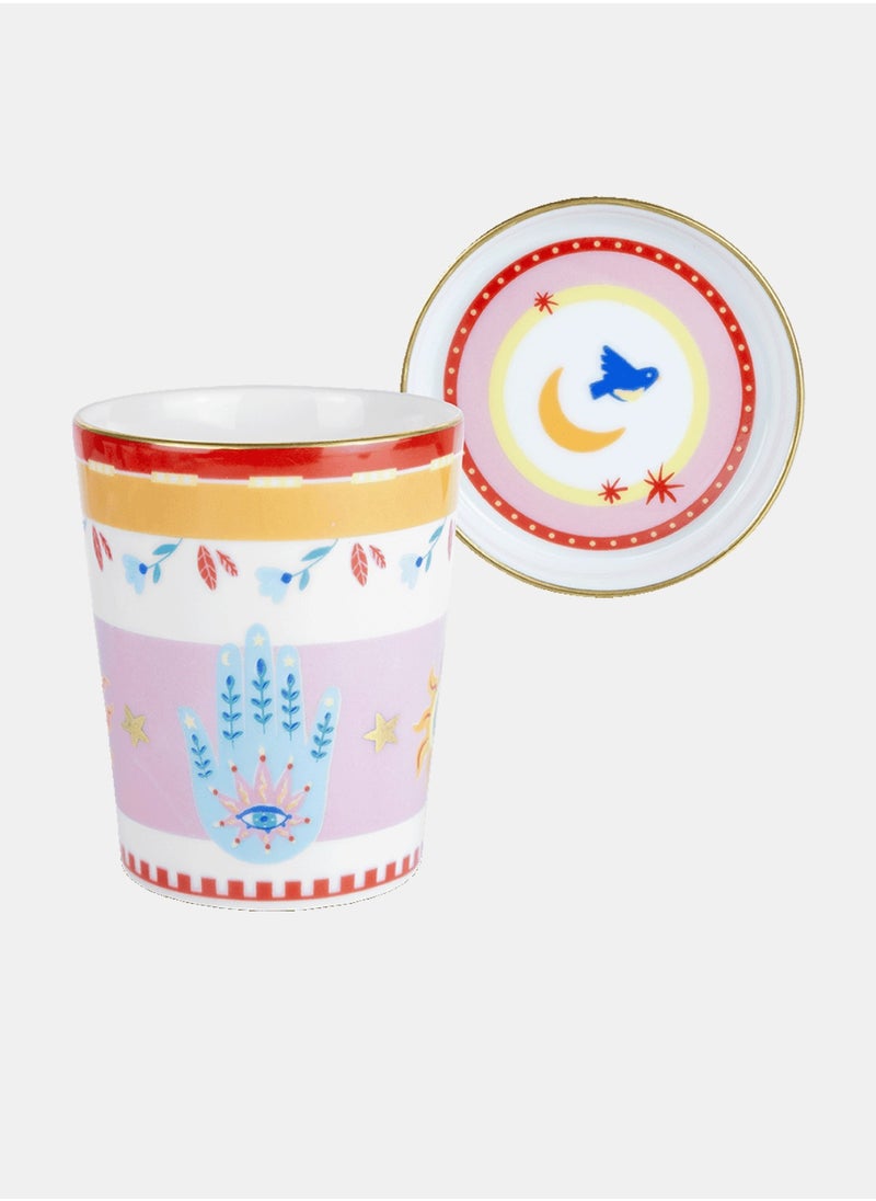 Mamma Mia Porcelain Cup with Lid/Saucer – Hand (Ø 9 cm, H 12 cm)