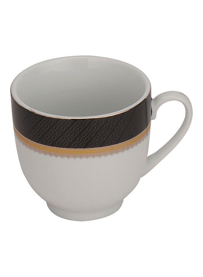 12-Piece Premium Porcelain Cup And Saucer Set White/Brown 180ml